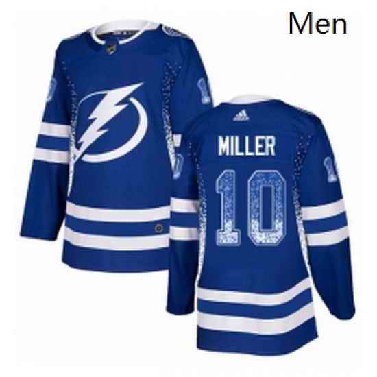 Mens Adidas Tampa Bay Lightning 10 JT Miller Authentic Blue Drift Fashion NHL Jersey